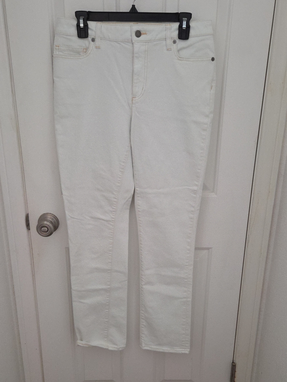Land's End Women's White Mid-Rise Straight Jeans